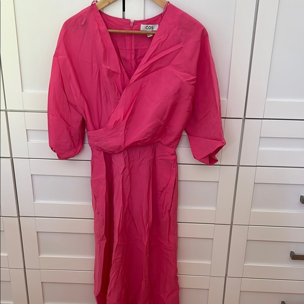 COS Pink Maxi Dress Puff Sleeves
